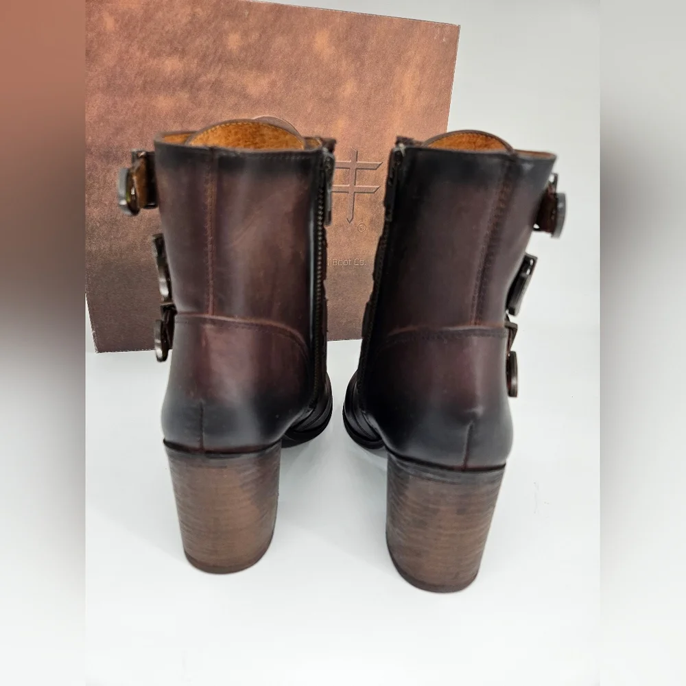 NIB Circle G by Corral Brown Western Ankle Multi Buckle Side Zip Boots 7.5 M - Picture 4 of 12